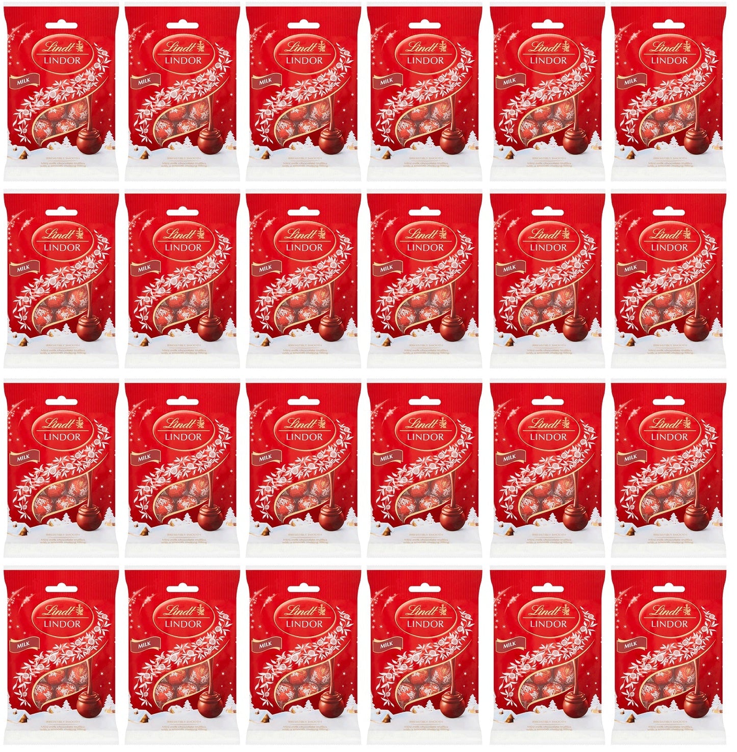 24 x Lindt Lindor Christmas Milk Chocolate Mini Truffles Bag 80G