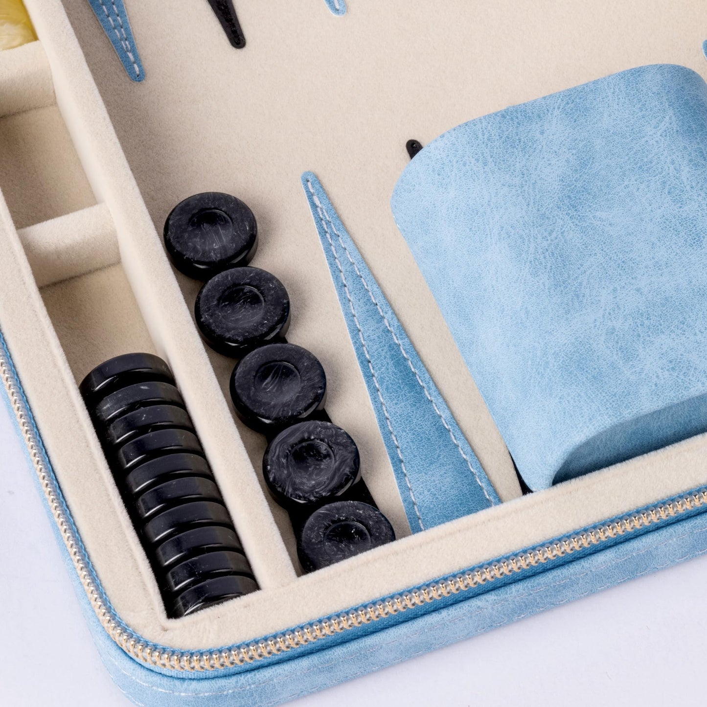 Lingle Backgammon Sets for Adults – Folding Faux Leather Case, Portable Travel Backgammon (Blue)