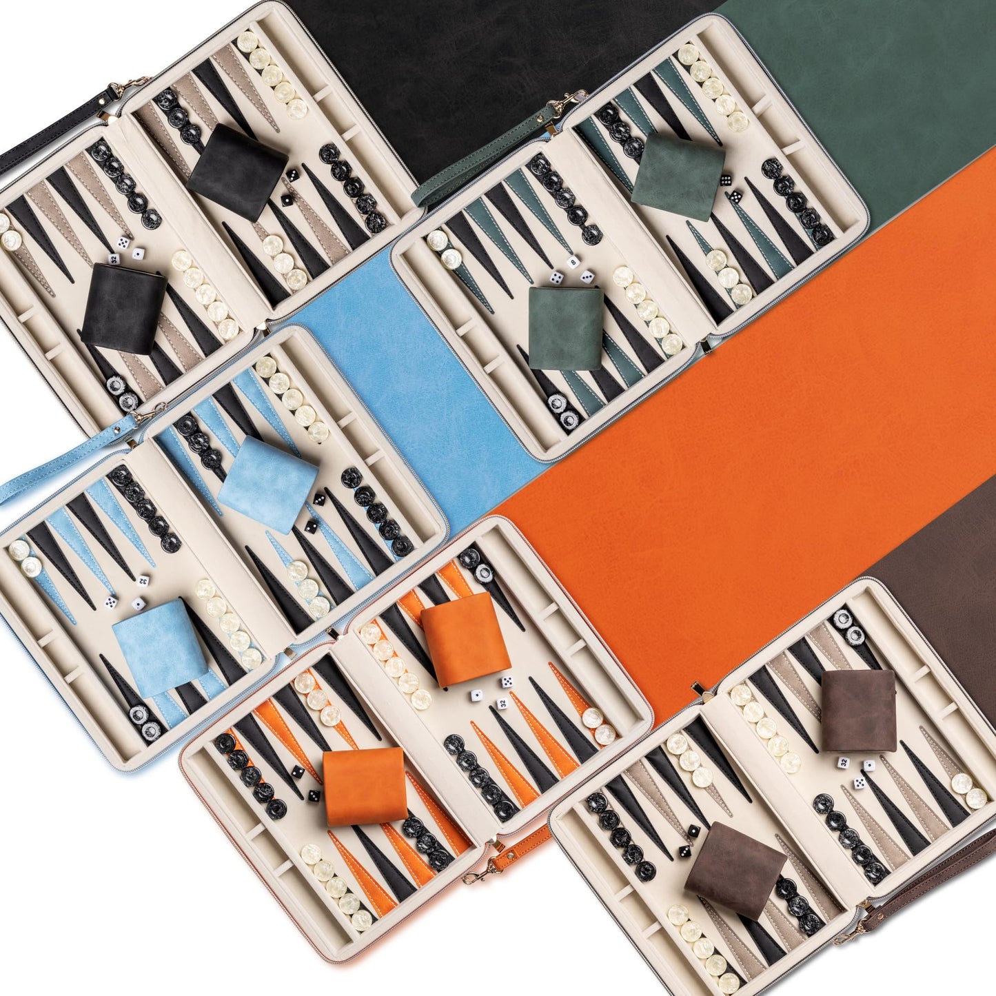 Lingle Backgammon Set for Adults - Folding Faux Leather Case, Portable Travel Board Game