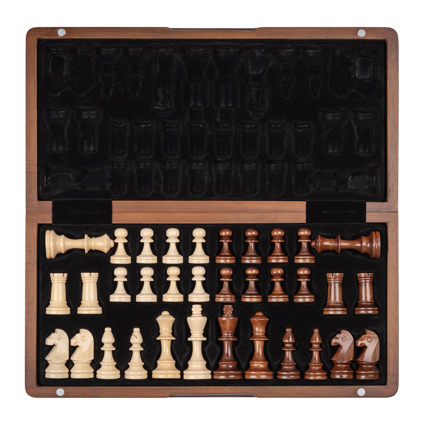 Lingle 15-Inch Magnetic Wooden Chess Set – Portable Travel Chess with 3-Inch King Pieces + Extra Queen