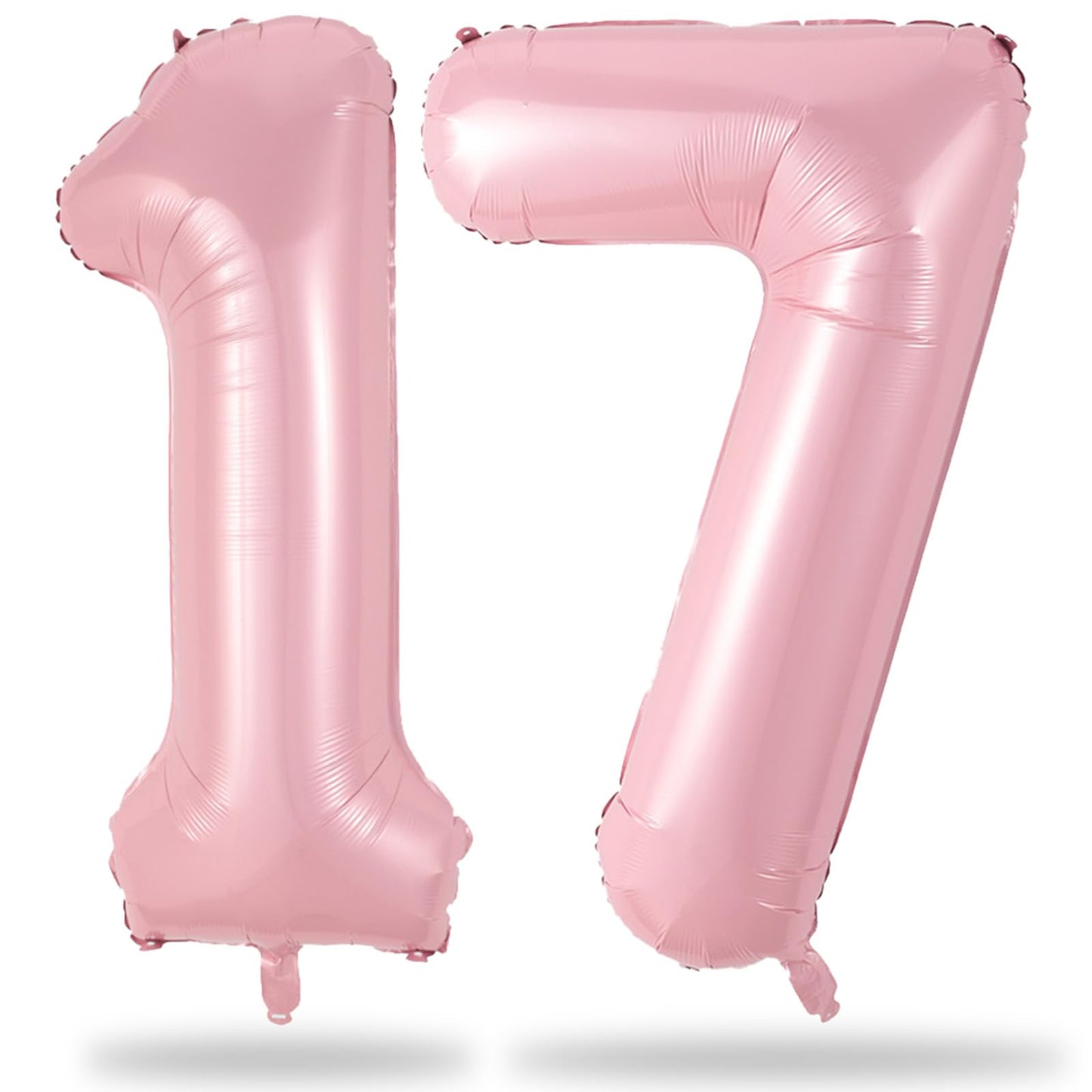 Lingqiang Large Light Pink 40-Inch Foil 17 Balloon Set – Self-Inflating Number 1 & 7 for 17th Birthday Decor
