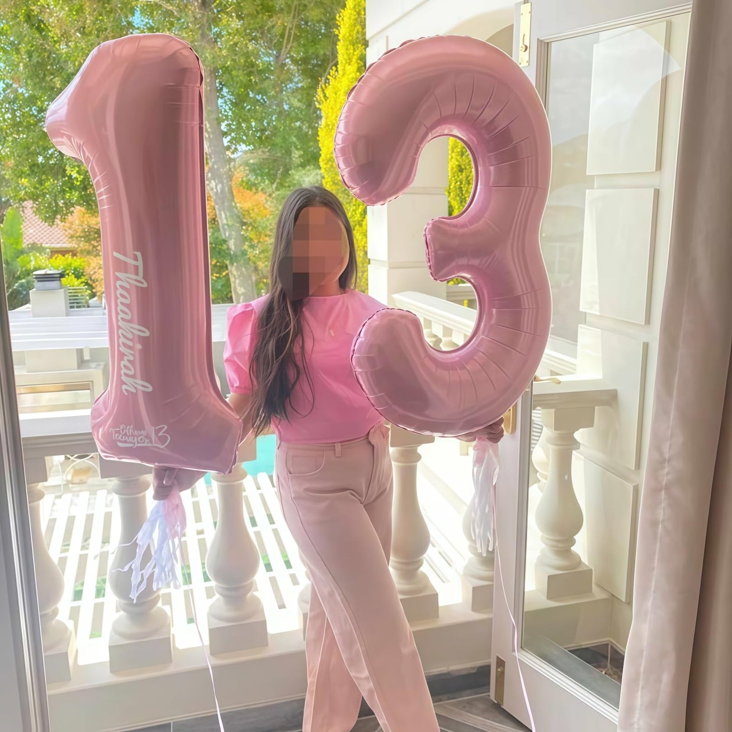 Lingqiang Large Light Pink 40-Inch Foil 17 Balloon Set – Self-Inflating Number 1 & 7 for 17th Birthday Decor