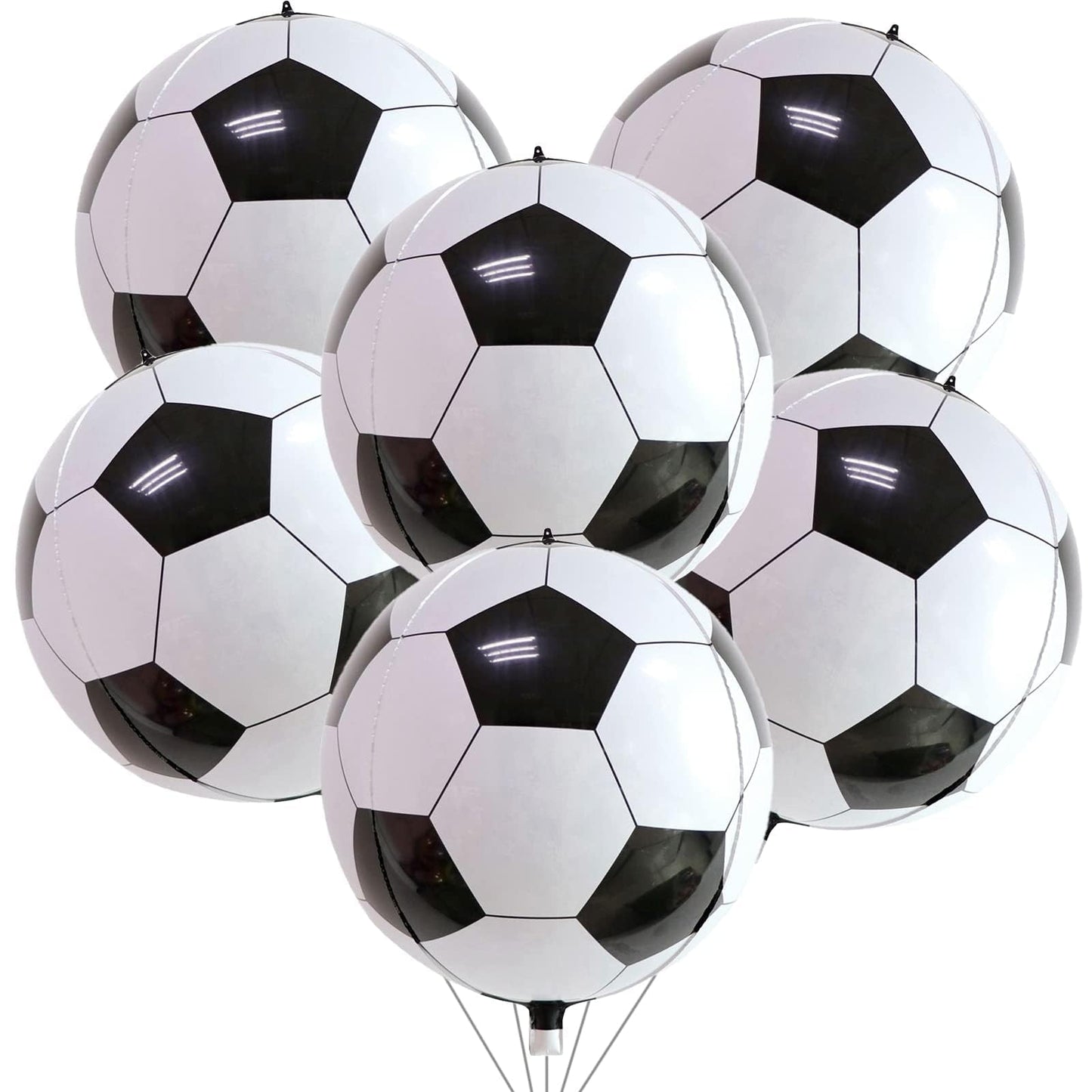 Lingqiang 22 Inch 4D Soccer Foil Balloons – 6pc Black & White Party Decor