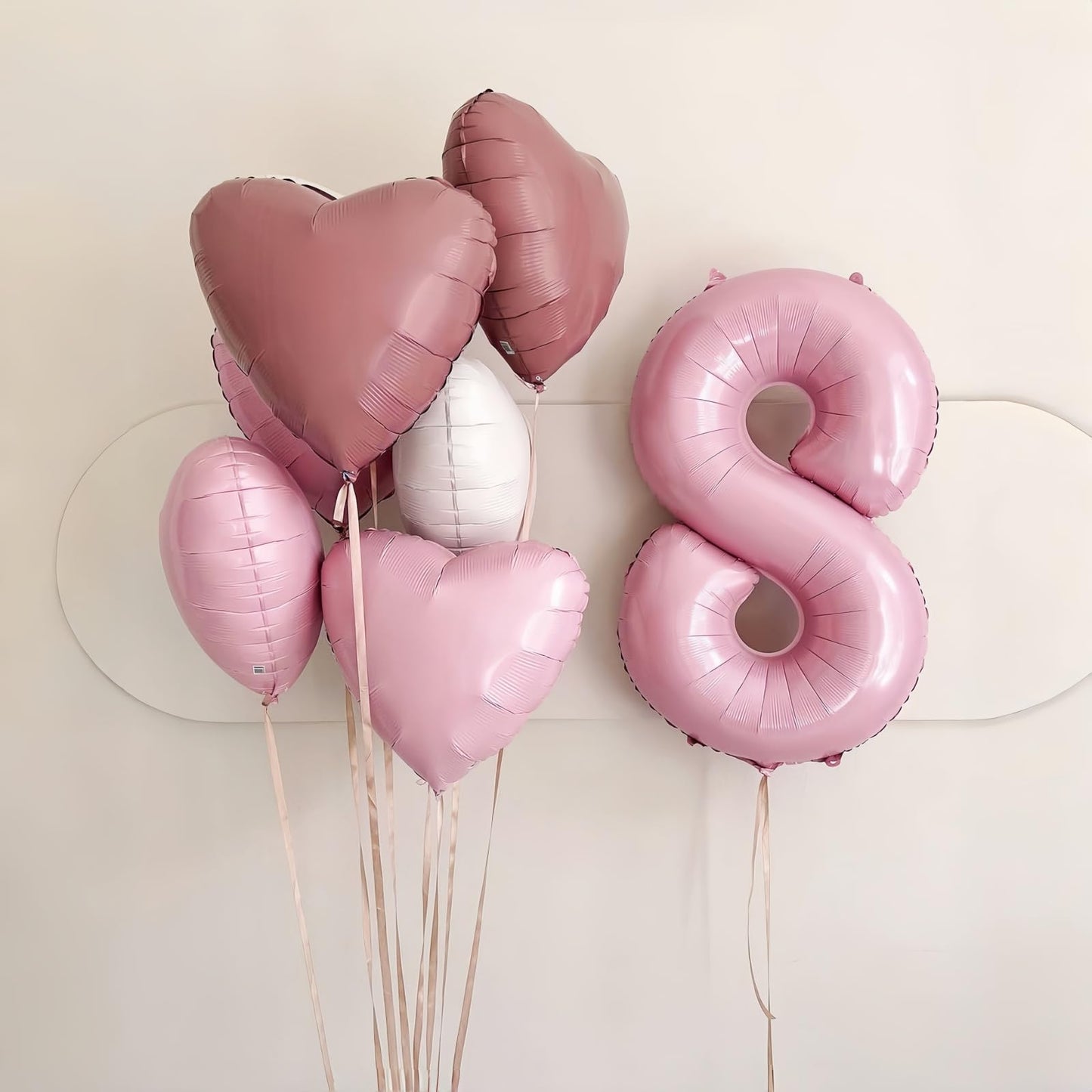 Lingqiang Pastel Pink 40-Inch Foil Number 8 Balloon – Giant Birthday & Celebration Digit