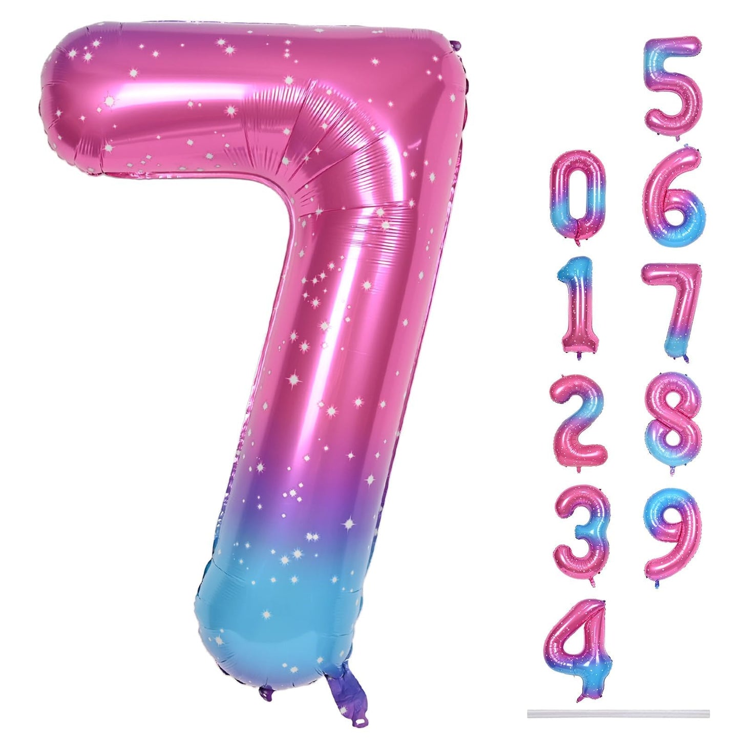 Lingqiang 40-Inch Gradient Rainbow Number 7 Foil Balloon – Giant Self-Inflating Birthday Party Decor