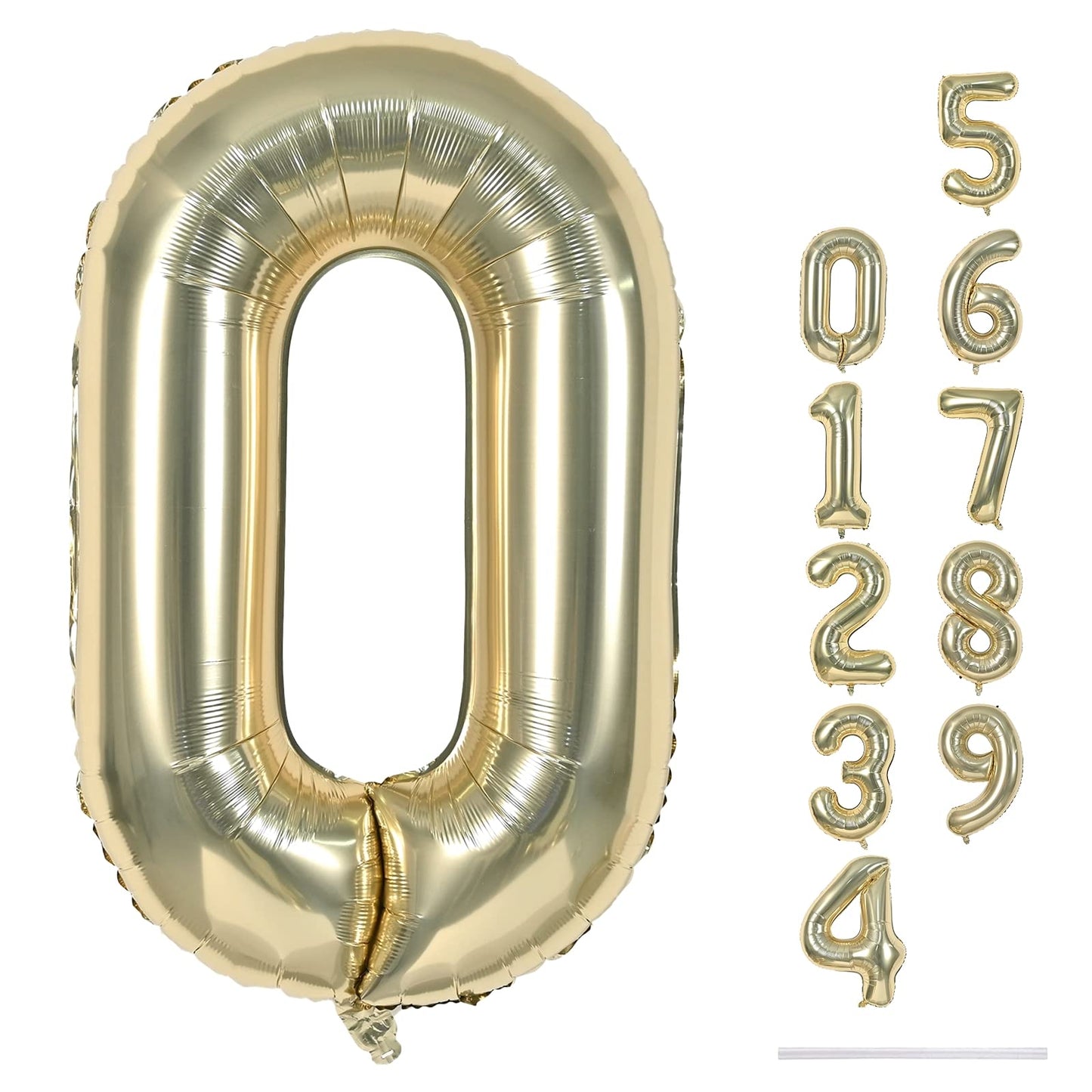 Lingqiang 40-Inch Champagne Gold Number 0 Balloon – Large Foil Numeral Set 0-9 for Parties