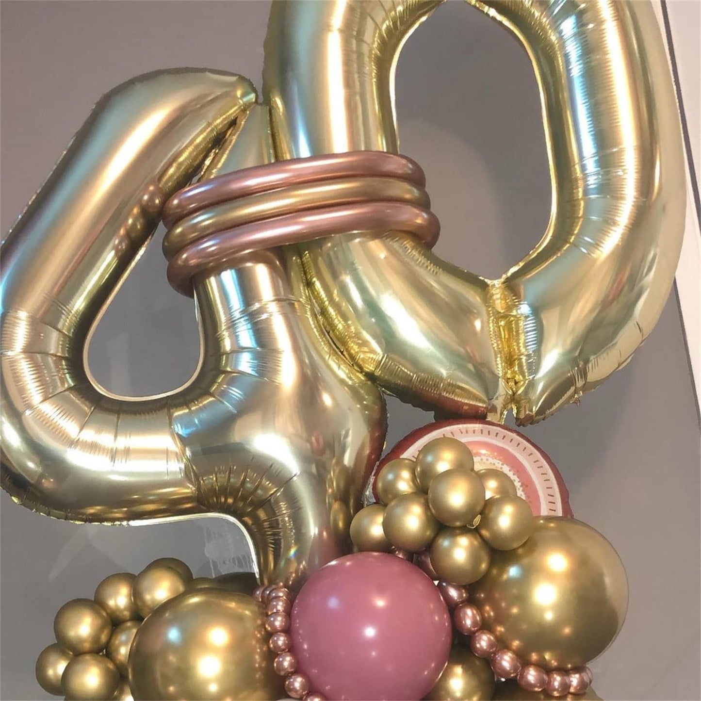 Lingqiang 40-Inch Champagne Gold Number 0 Balloon – Large Foil Numeral Set 0-9 for Parties