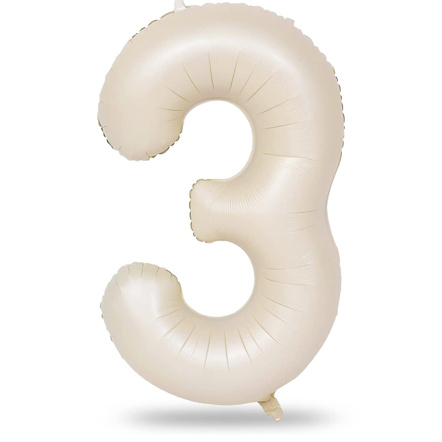 Lingqiang 40-Inch Beige Number 3 Balloon – Giant Ivory White Foil Mylar 3 Balloon for Birthdays & Anniversaries