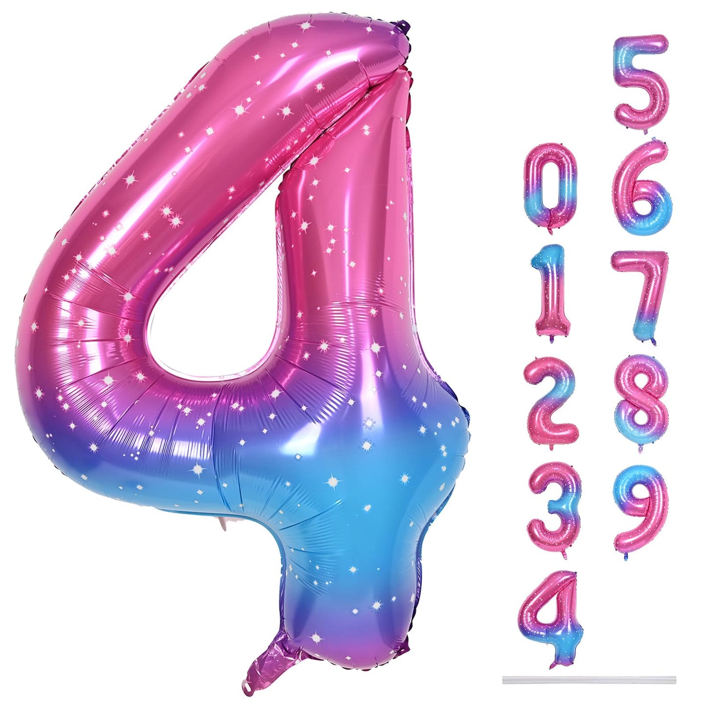 Lingqiang Gradient Rainbow 40-Inch Number Balloons Set – Giant Foil 0-9, Self-Inflating Party Decor