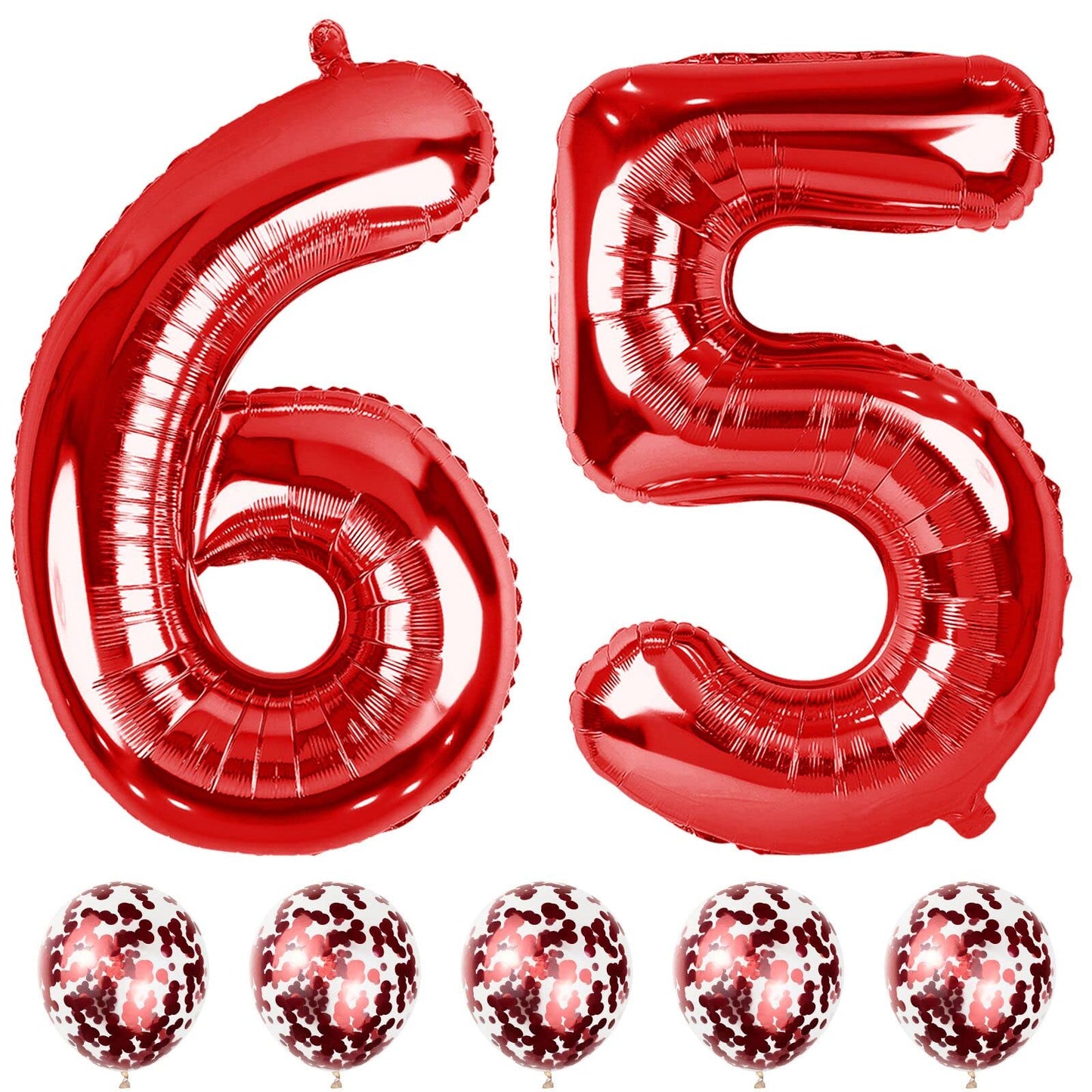 Lingqiang 40in Number 65 Foil Balloons Set – Red 56th/65th Birthday & Anniversary Party Decor