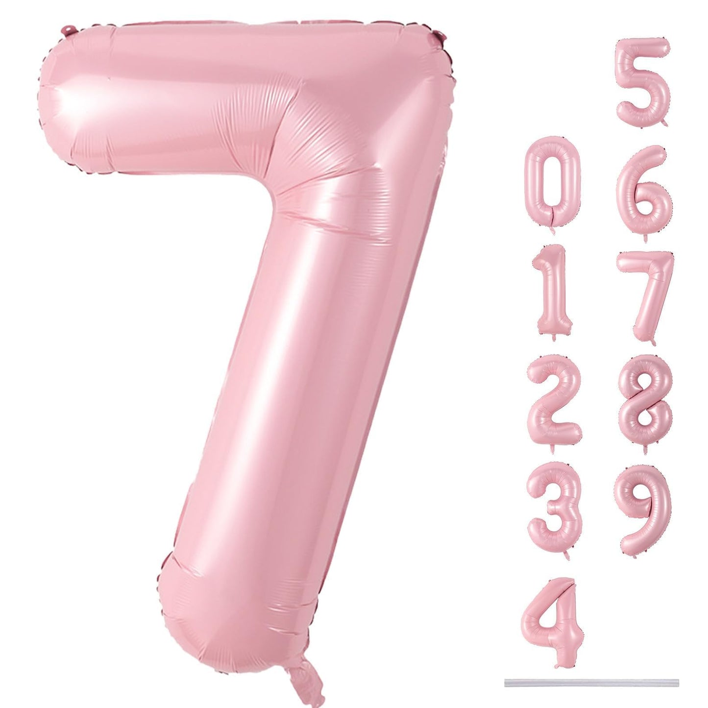 Lingqiang 40'' Light Pink Number 7 Foil Balloon – Giant 7th Birthday Decor