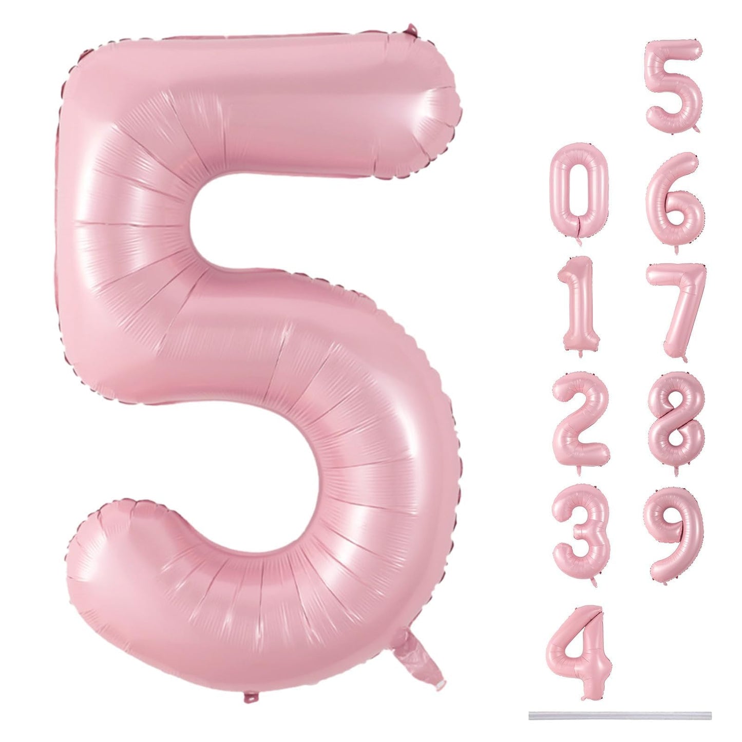 Lingqiang 40-Inch Light Pink Number 5 Foil Balloon – Self-Inflating Giant 5th Birthday Decor