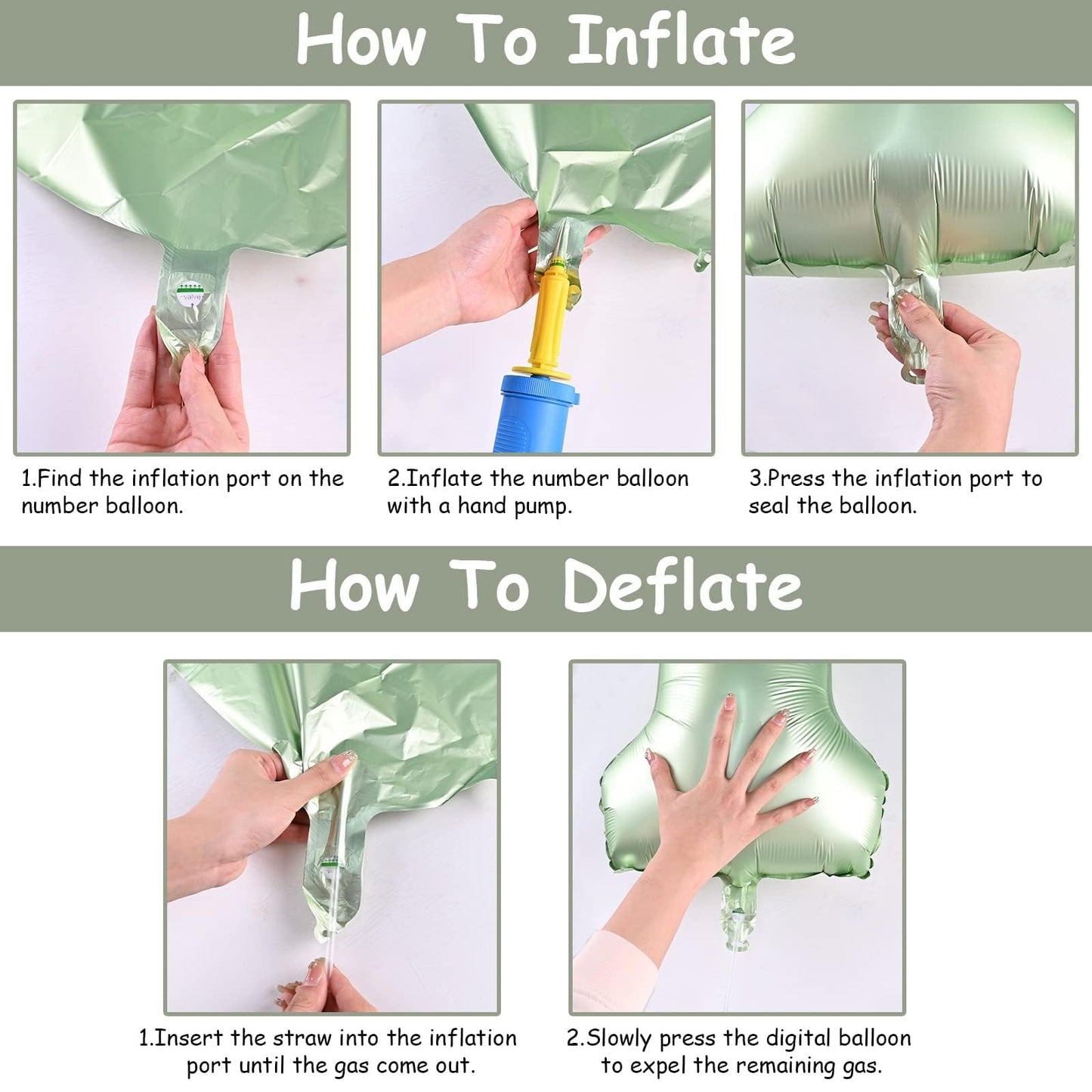 Lingqiang 40-Inch Sage Green Foil Number 4 Balloon – Large Self-Inflating Party Decor