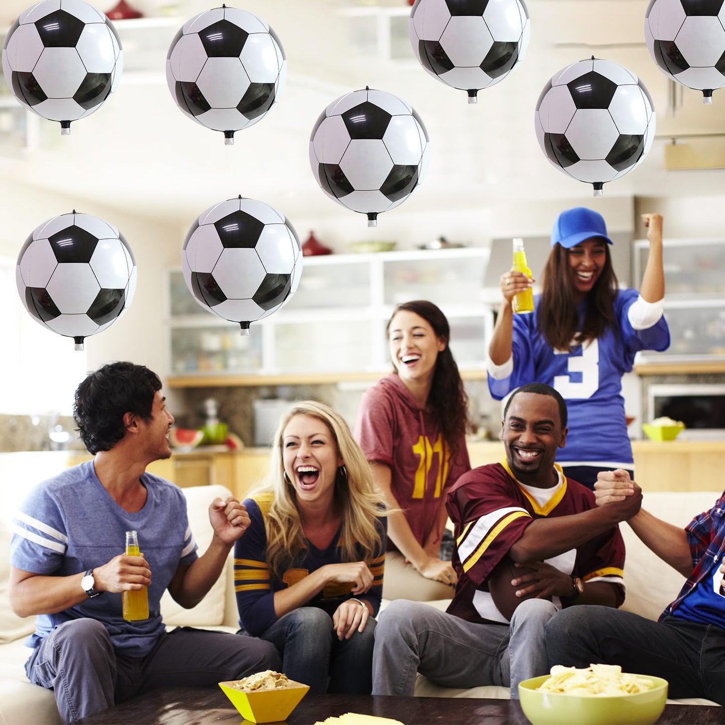 Lingqiang 22 Inch 4D Soccer Foil Balloons – 6pc Black & White Party Decor