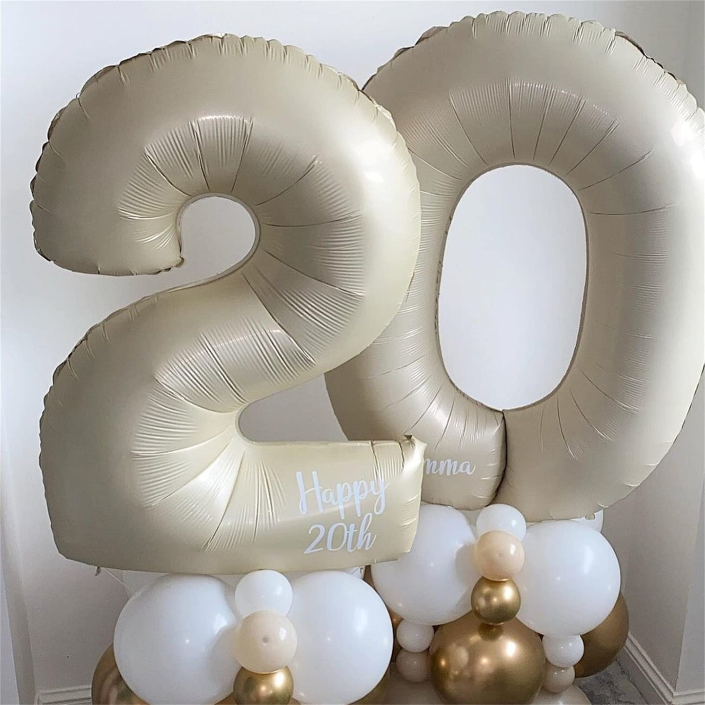 Lingqiang Cream 40-Inch Giant Number 2 Balloon – Beige Self-Inflating Birthday & Anniversary Decor