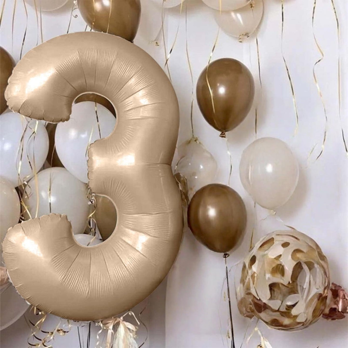 Lingqiang Nude Number 1 Balloon - 40” Tan Foil Number Balloon for 1st Birthday & Anniversary