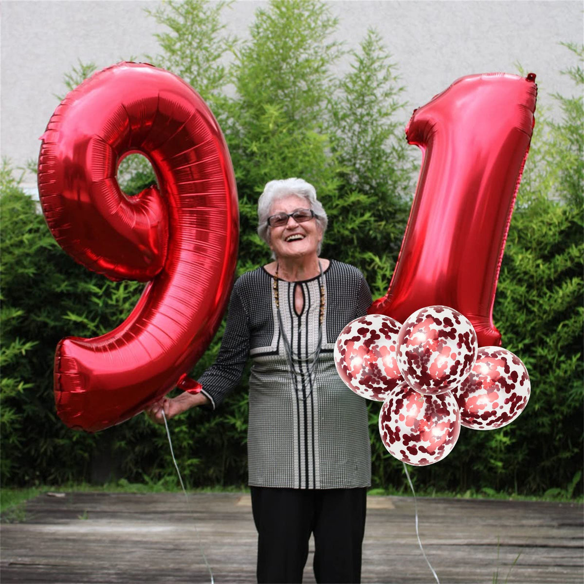 Lingqiang 16th Birthday Balloons Set – 40in Giant Red Number 1 & 6 with Confetti