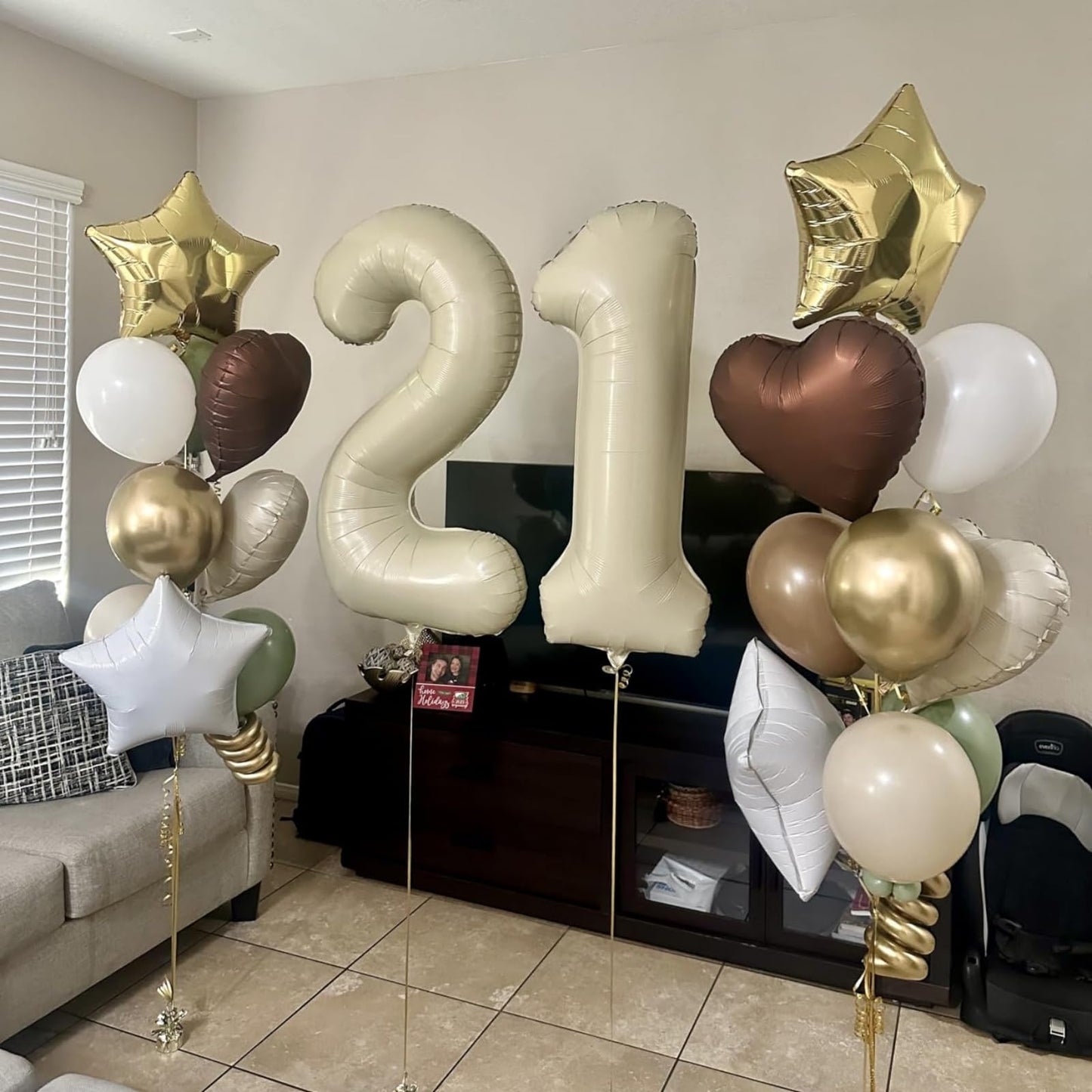 Lingqiang Cream 40-Inch Giant Number 2 Balloon – Beige Self-Inflating Birthday & Anniversary Decor