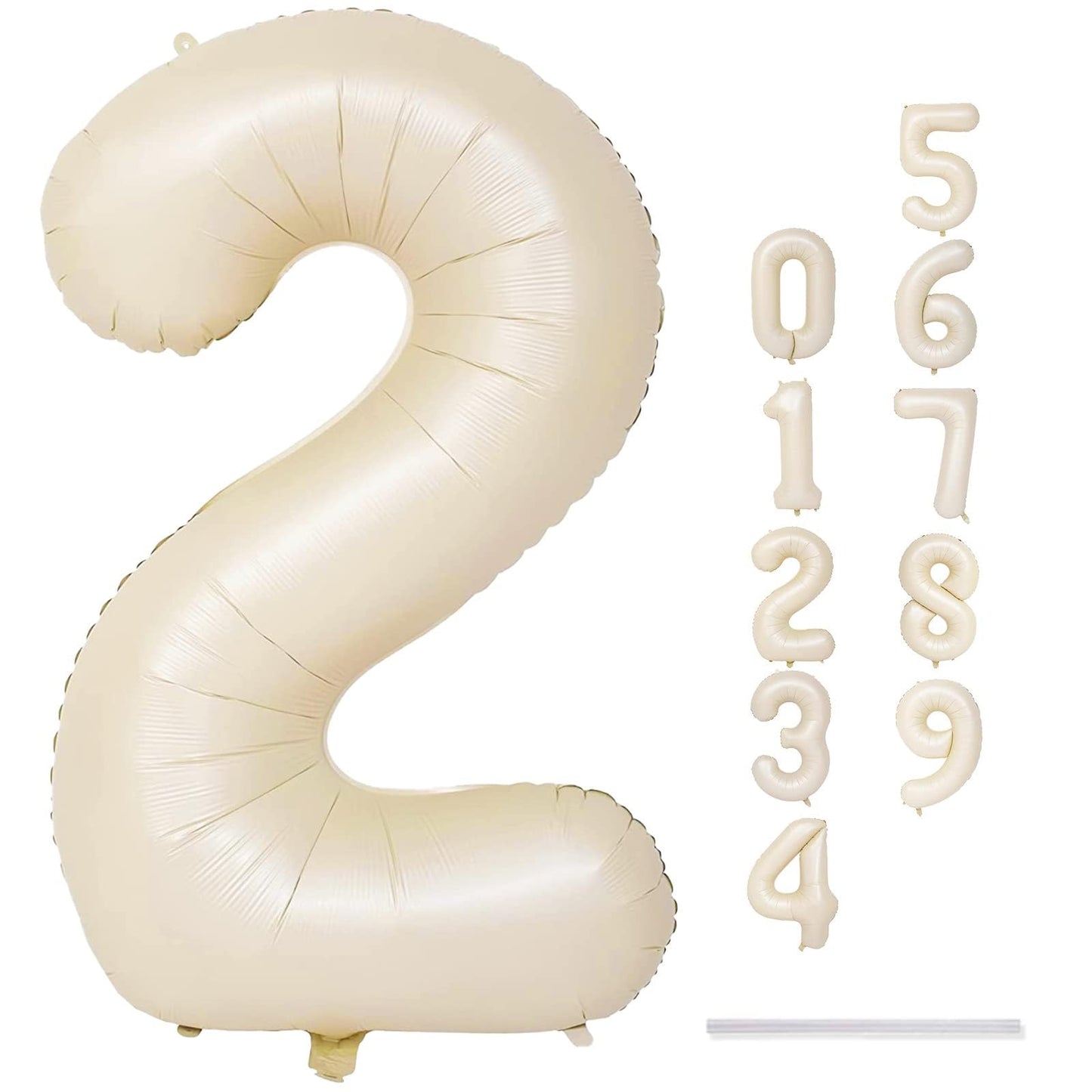 Lingqiang Cream 40-Inch Giant Number 2 Balloon – Beige Self-Inflating Birthday & Anniversary Decor