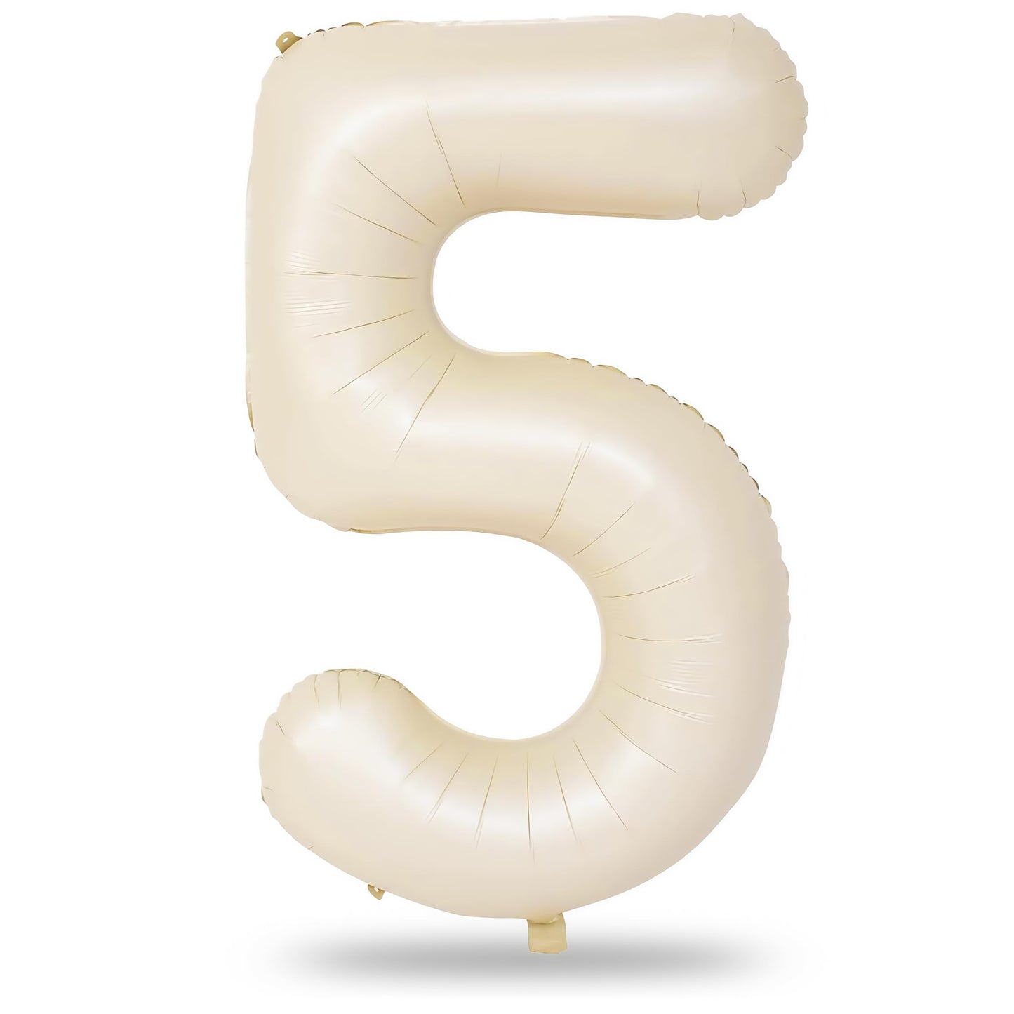 Lingqiang Beige Number 5 Balloon – 40-Inch Cream Foil Mylar Balloon for Birthday & Party Decorations