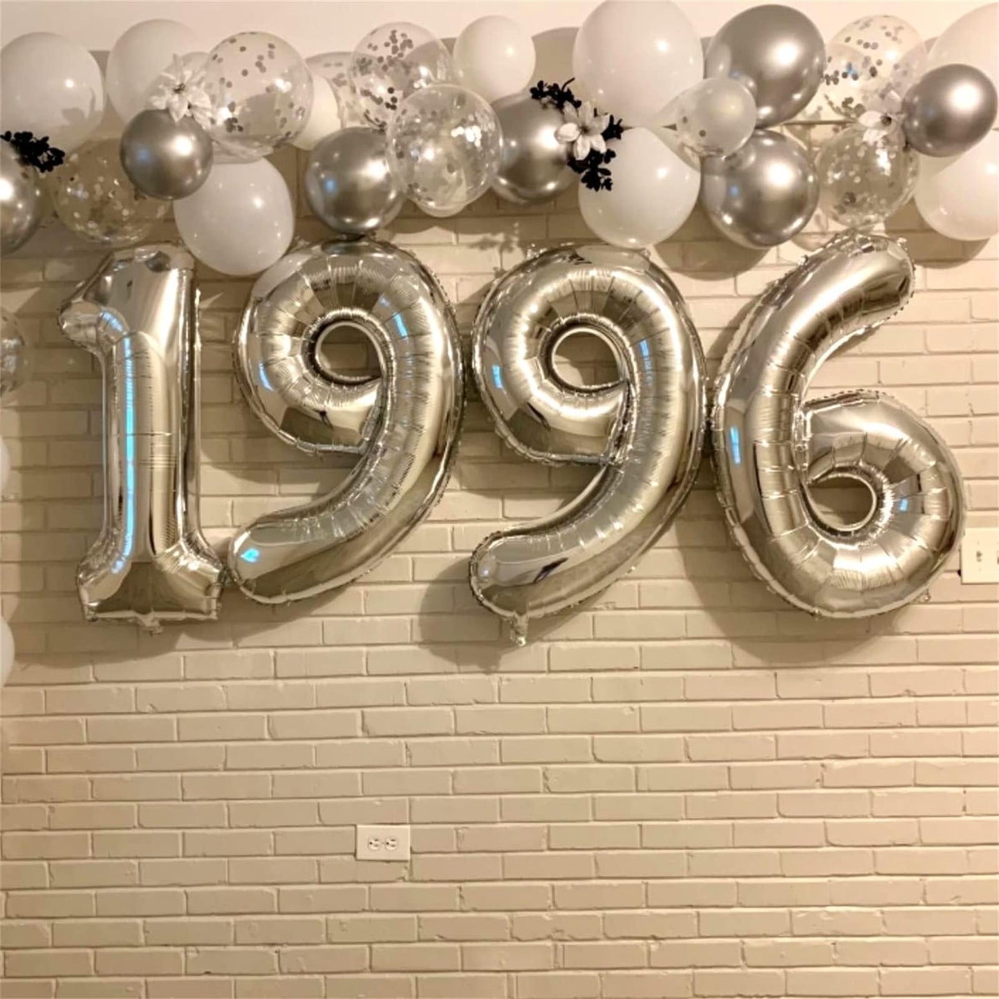 Lingqiang Silver 1 Balloon – 40-Inch Giant Foil Number Balloon for Celebrations