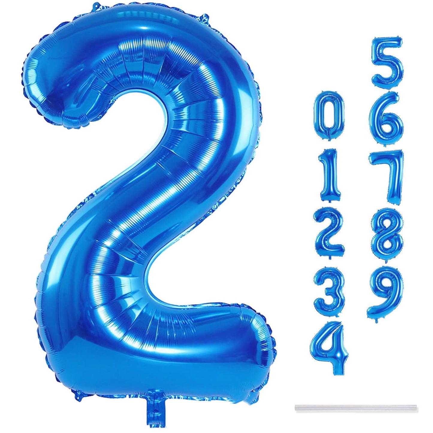 Lingqiang Blue 2 Balloons – 40-Inch Foil Number Balloons, Self-Inflating, for Birthdays & Parties