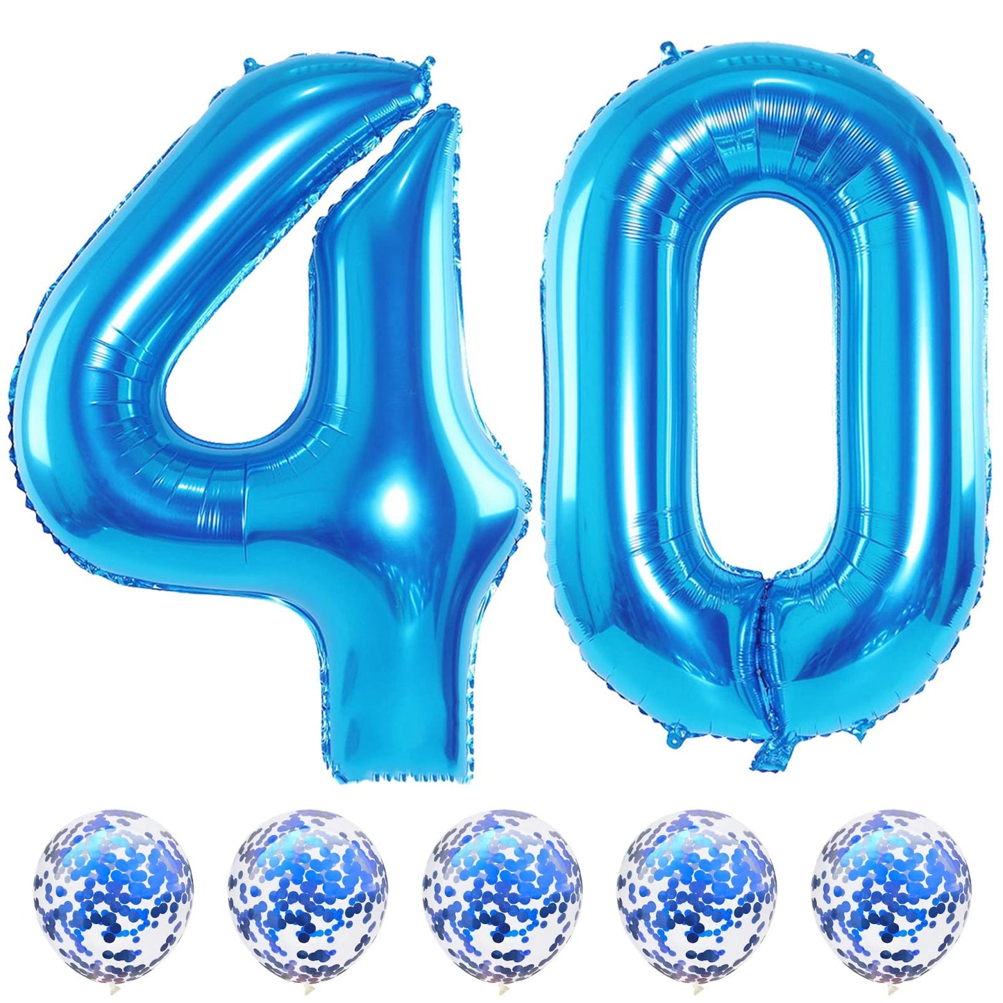 Lingqiang Blue 40 Balloon Numbers & Confetti Kit – 40th Birthday & Anniversary Decor