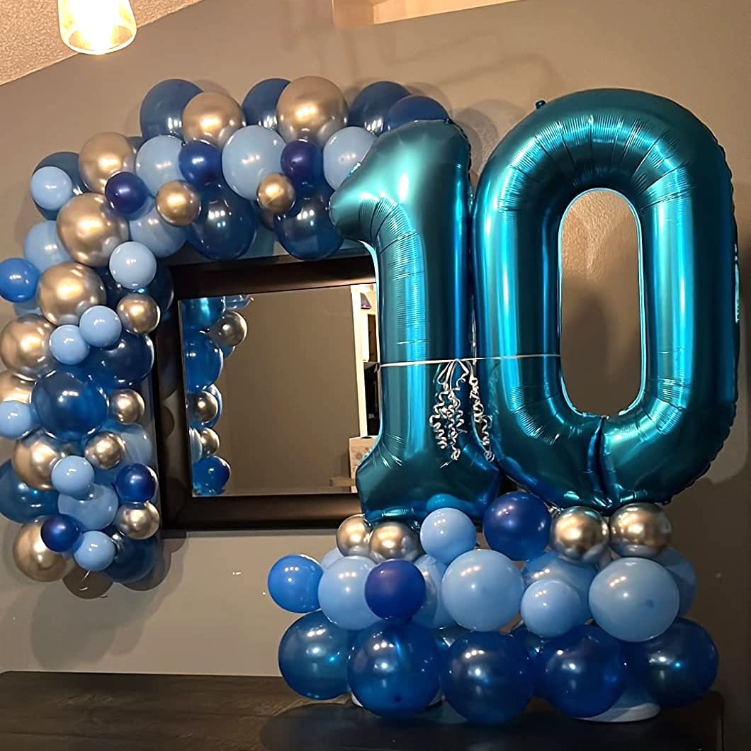 Lingqiang 40'' Blue Number 1 Balloon - Giant Self-Inflating Foil Number Balloon for 1st Birthday & Party Decor