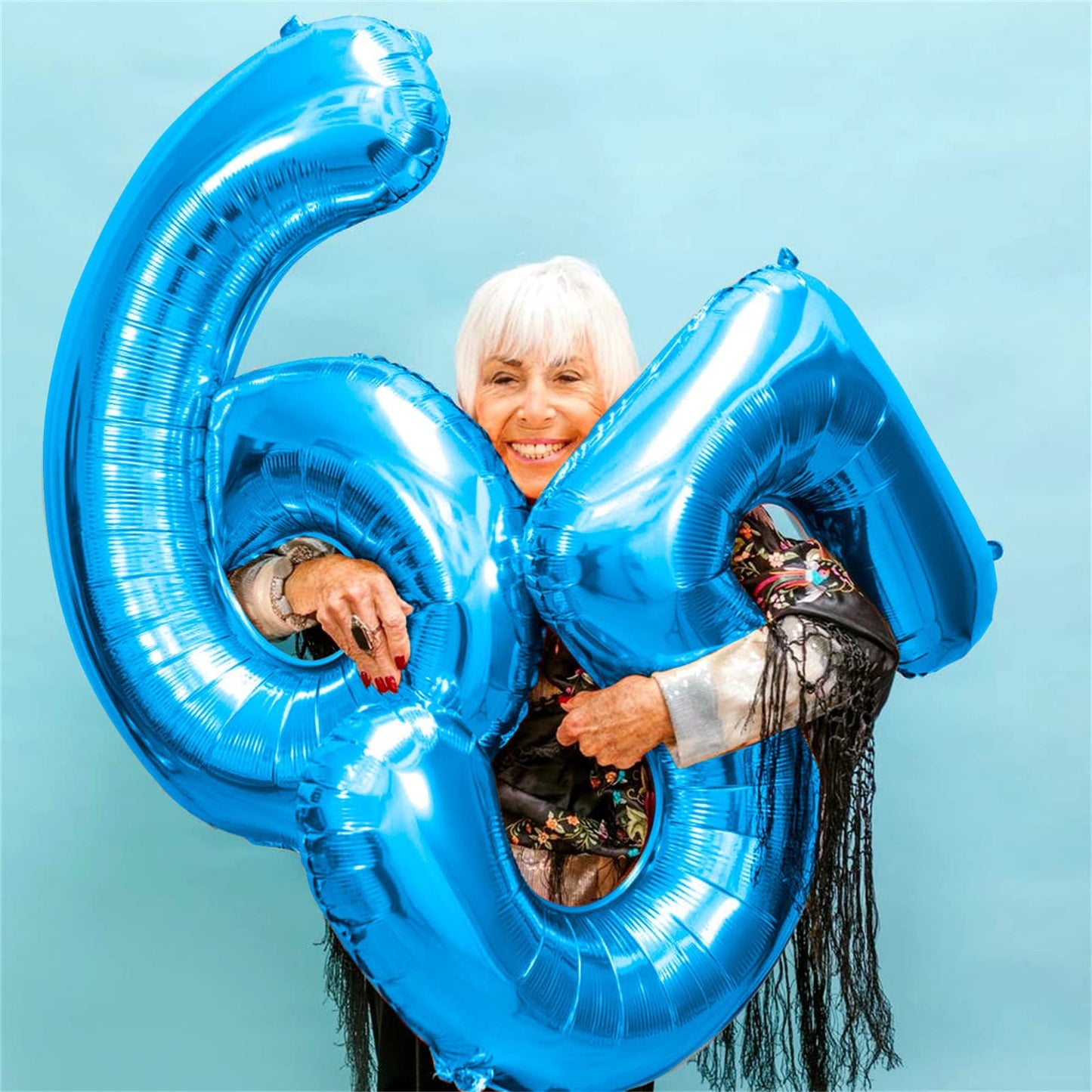 Lingqiang 40" Blue 30th Birthday Balloons Kit – Self-Inflating Foil Numbers with Confetti