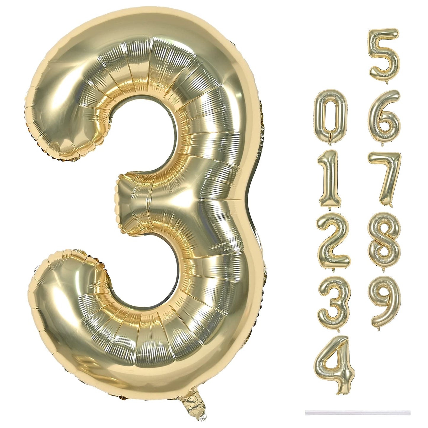 Lingqiang Champagne Gold 40-Inch Number 3 Balloon – Giant Helium Foil Party Decor