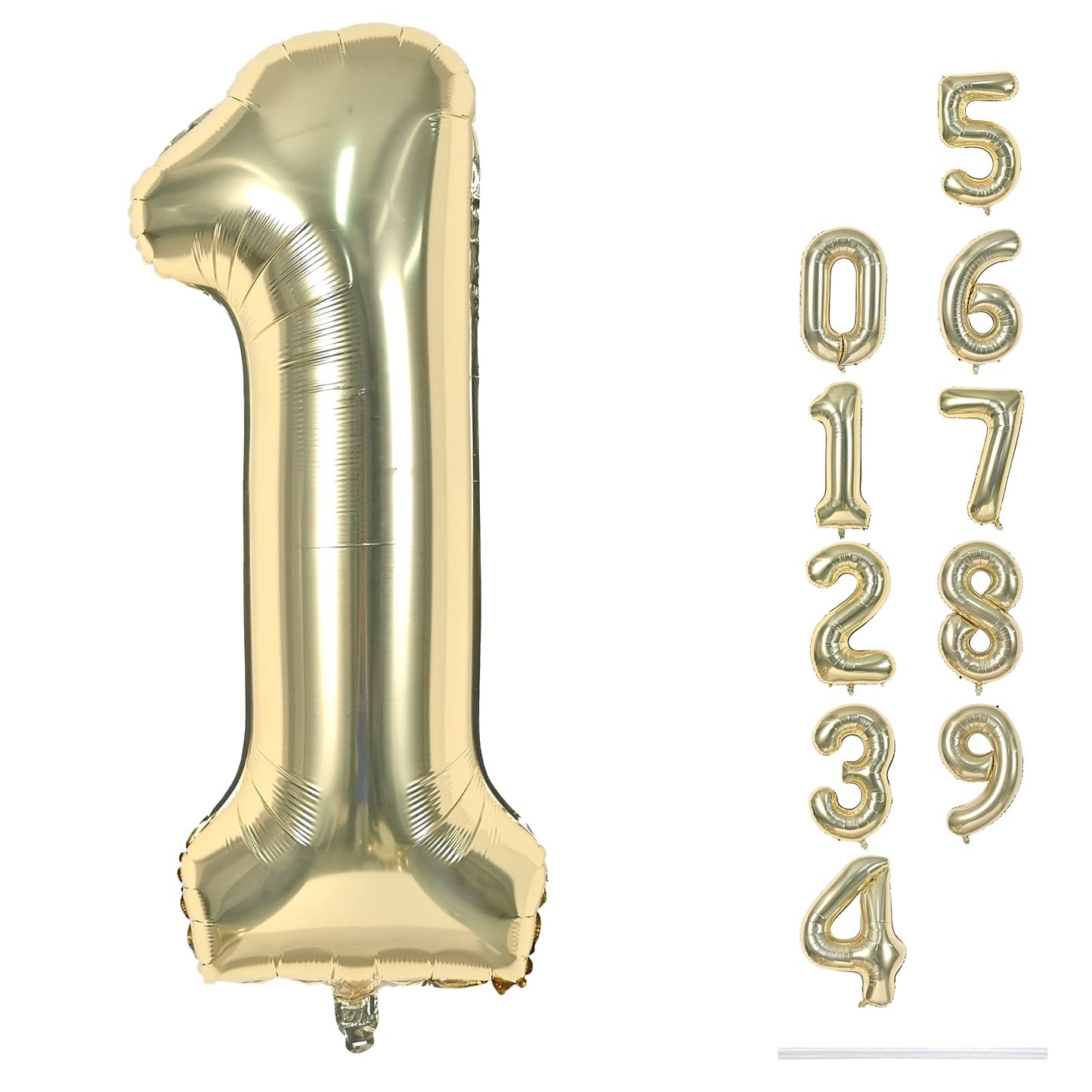 Lingqiang Champagne Gold Number 1 Balloon – 40-Inch Foil Self-Inflating Party Decor