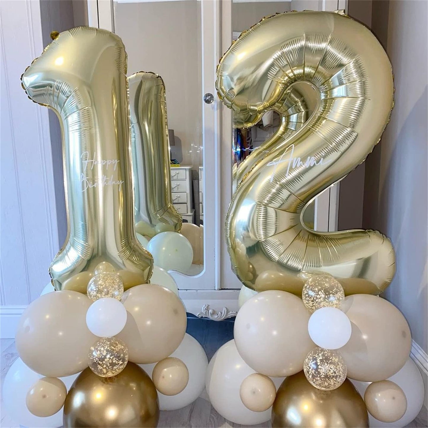Lingqiang Champagne Gold Number 1 Balloon – 40-Inch Foil Self-Inflating Party Decor