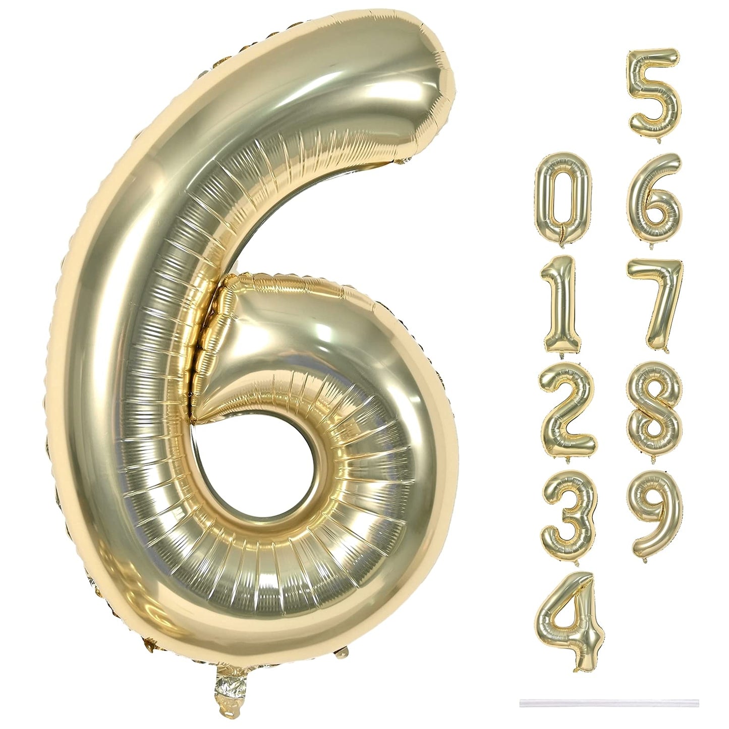 Lingqiang Champagne Gold Number 6 Balloon – 40-Inch Foil Birthday Decor
