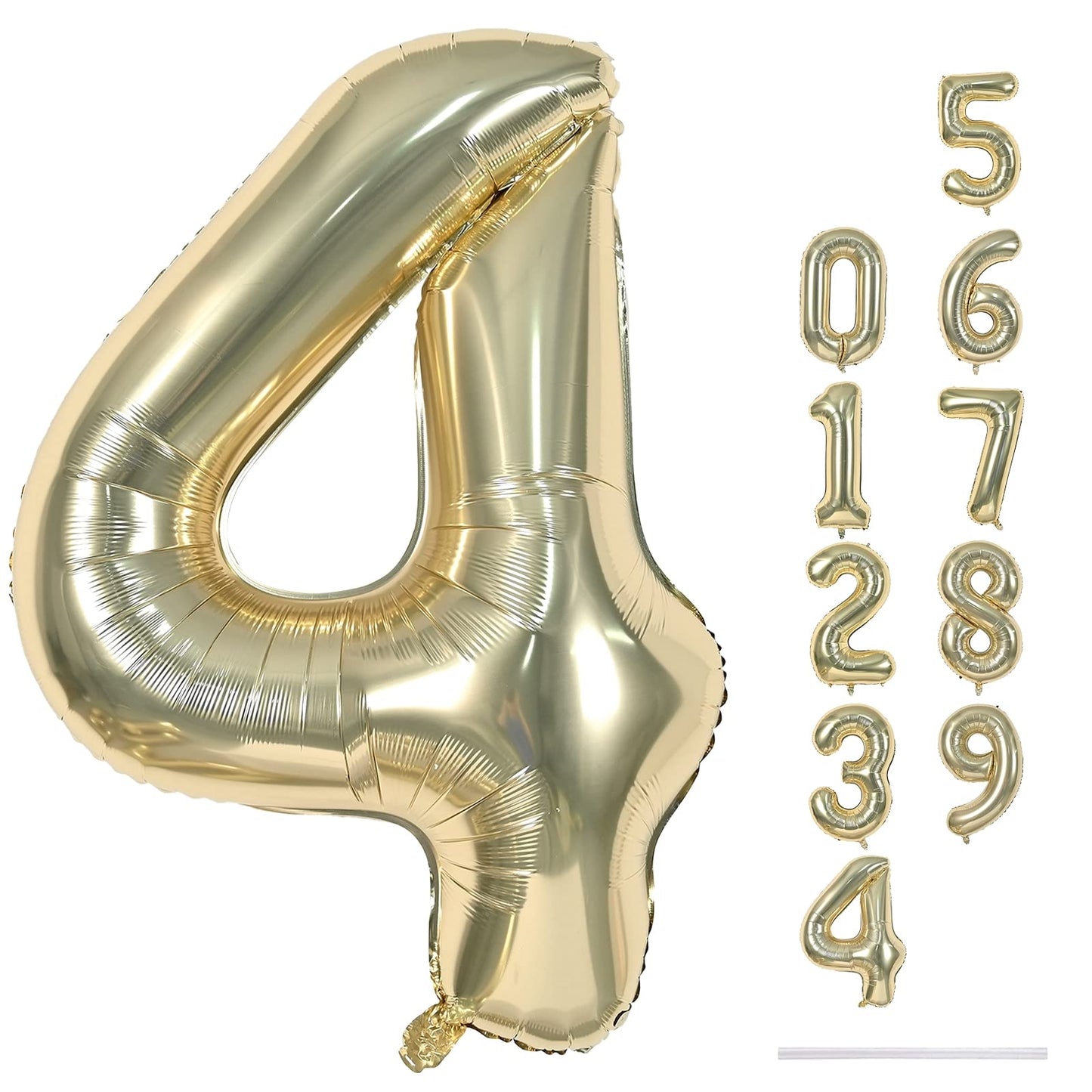 Lingqiang Champagne Gold Foil Balloon Number 4 – 40-Inch Giant Self-Inflating Balloon Set for Birthdays & Anniversaries