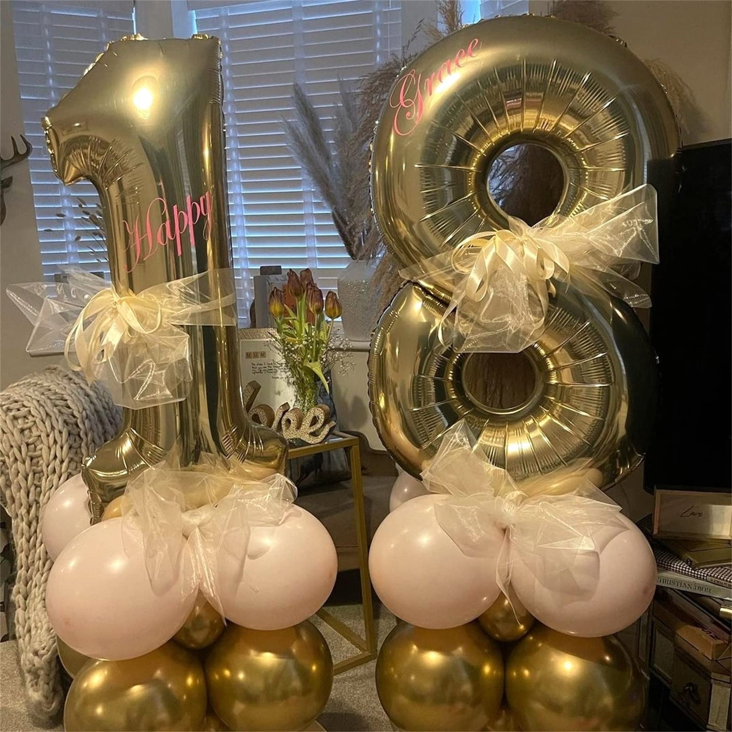 Lingqiang Champagne Gold 40-Inch Number 3 Balloon – Giant Helium Foil Party Decor