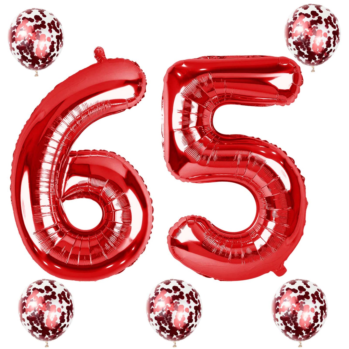 Lingqiang 40in Number 65 Foil Balloons Set – Red 56th/65th Birthday & Anniversary Party Decor