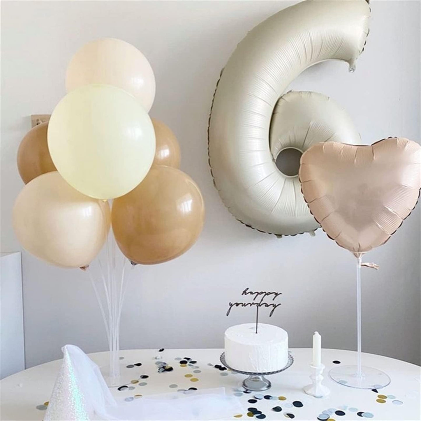 Lingqiang 40-Inch Cream Number 8 Balloon – Giant Self-Inflating Beige Party Decor