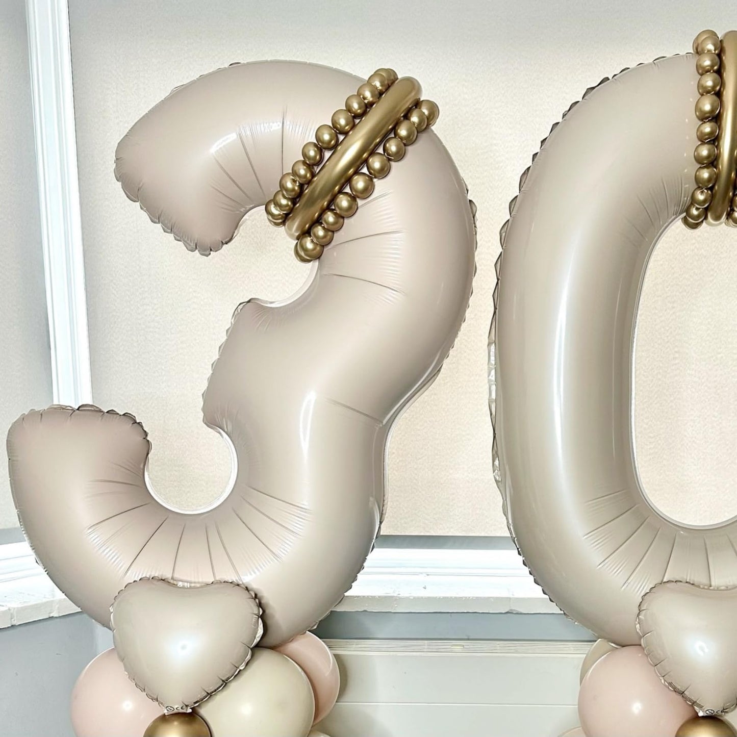 Lingqiang 40-Inch Cream Number 8 Balloon – Giant Self-Inflating Beige Party Decor