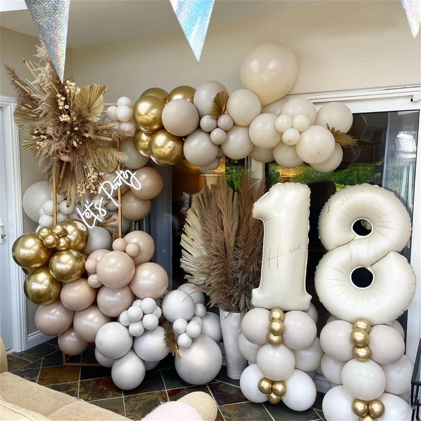 Lingqiang 40-Inch Cream Number 8 Balloon – Giant Self-Inflating Beige Party Decor