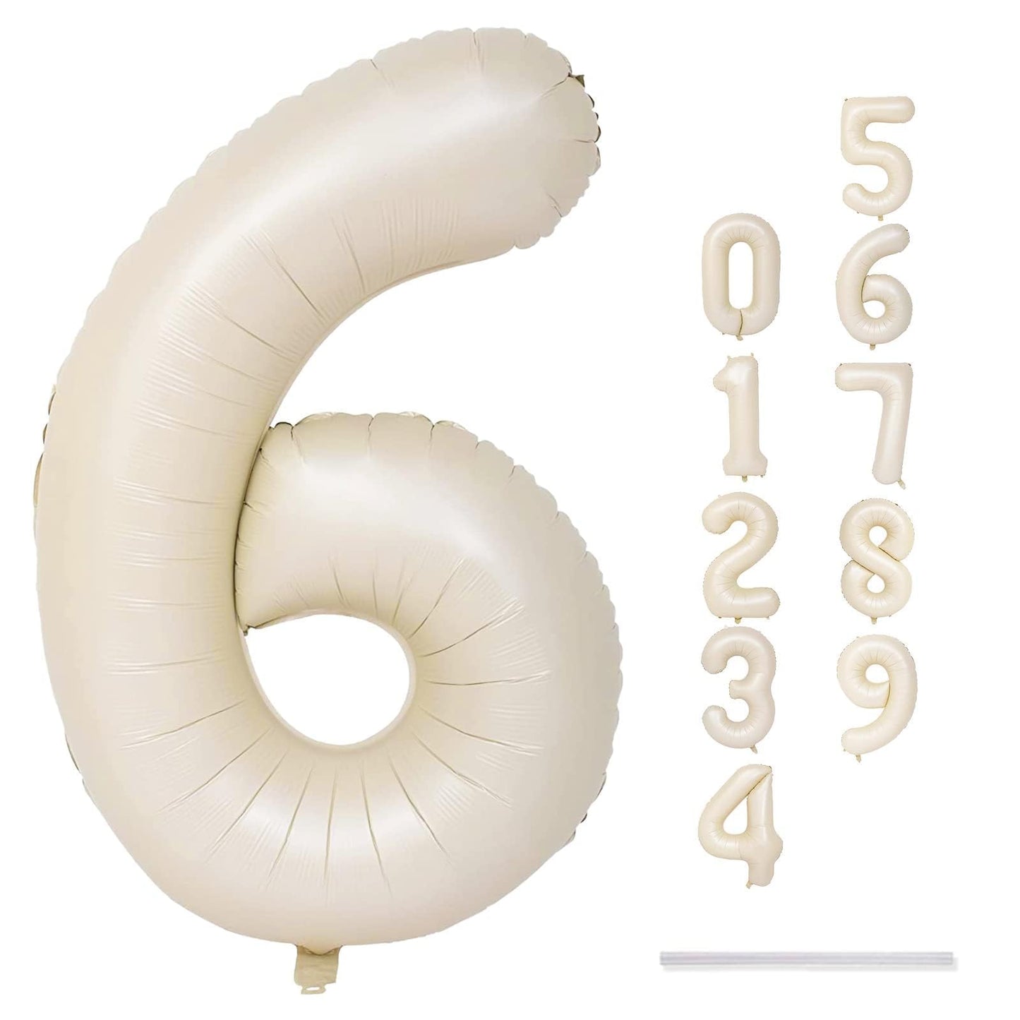 Lingqiang Cream 40in Number 6 Balloon – Ivory White Foil Mylar for Birthdays & Celebrations