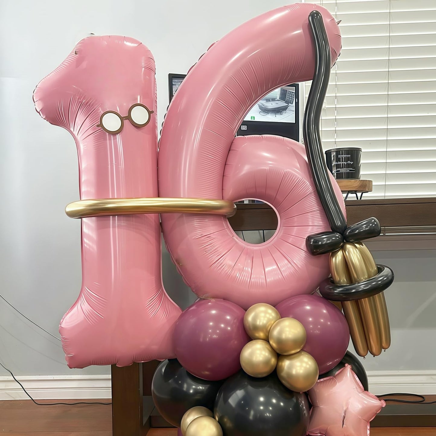 Lingqiang Pastel Pink 16th Birthday Balloons – 40-Inch Foil Number 1 & 6 Self-Inflating Mylar Set