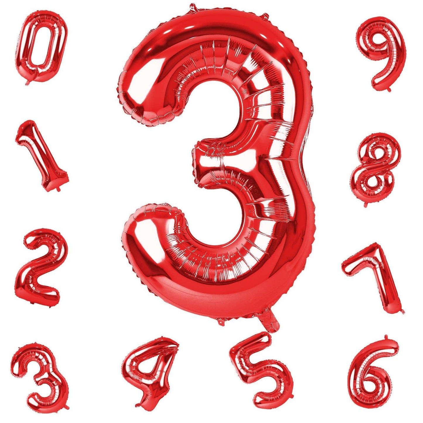 Lingqiang Red Number 3 Balloon – 40-Inch Foil Mylar Helium Balloon for Birthday & Anniversary Celebrations