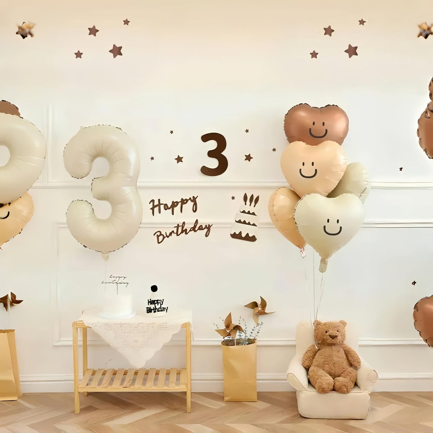 Lingqiang 40-Inch Beige Number 3 Balloon – Giant Ivory White Foil Mylar 3 Balloon for Birthdays & Anniversaries