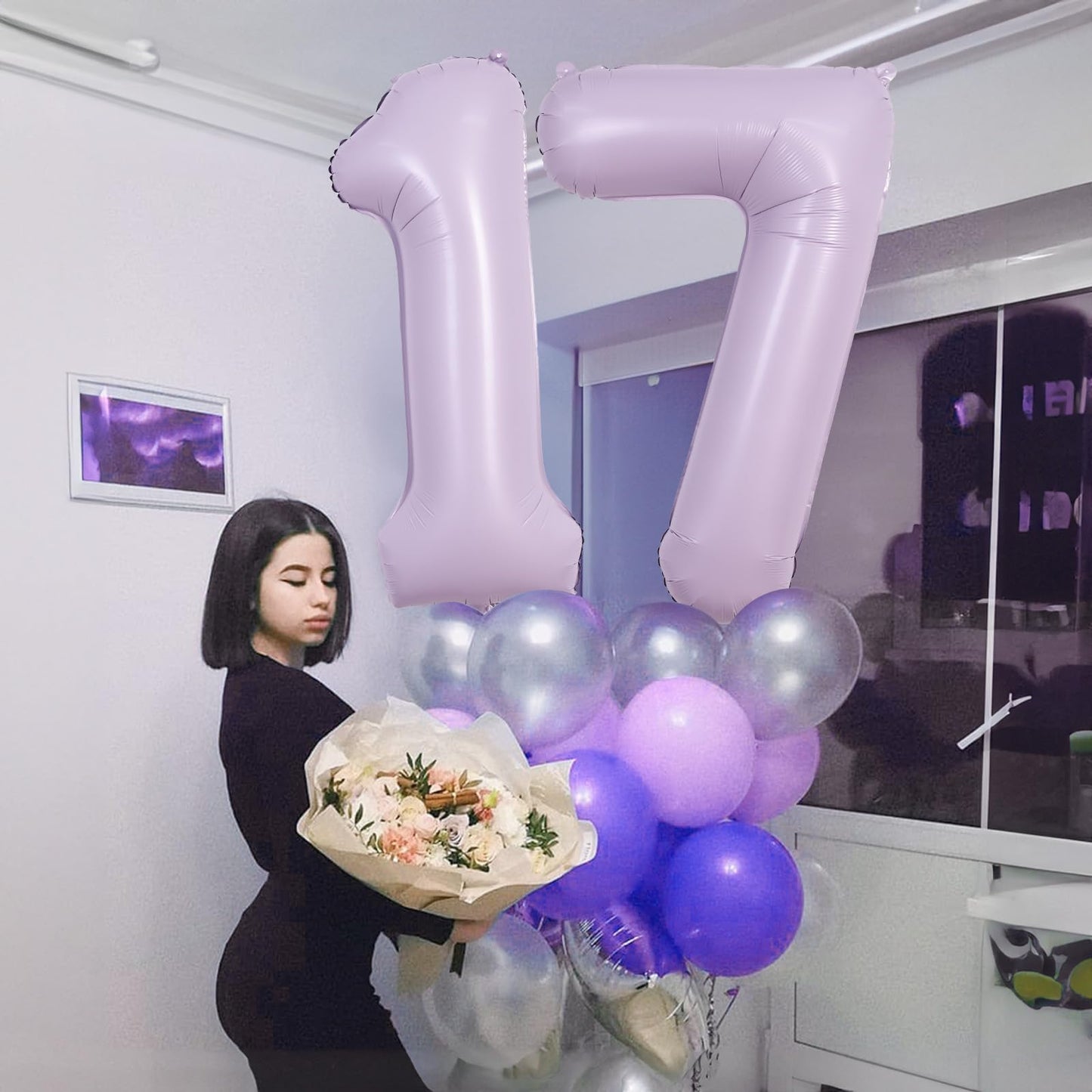 Lingqiang 40-Inch Light Purple Number 4 Balloon – Large Pastel Lavender 4th Birthday Decor