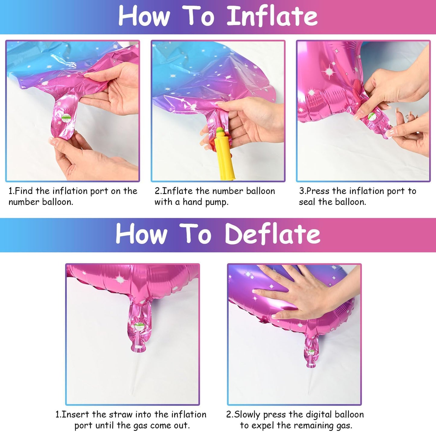 Lingqiang 40-Inch Rainbow Foil Balloon Number 8 – Giant Gradient Blue Pink Balloons