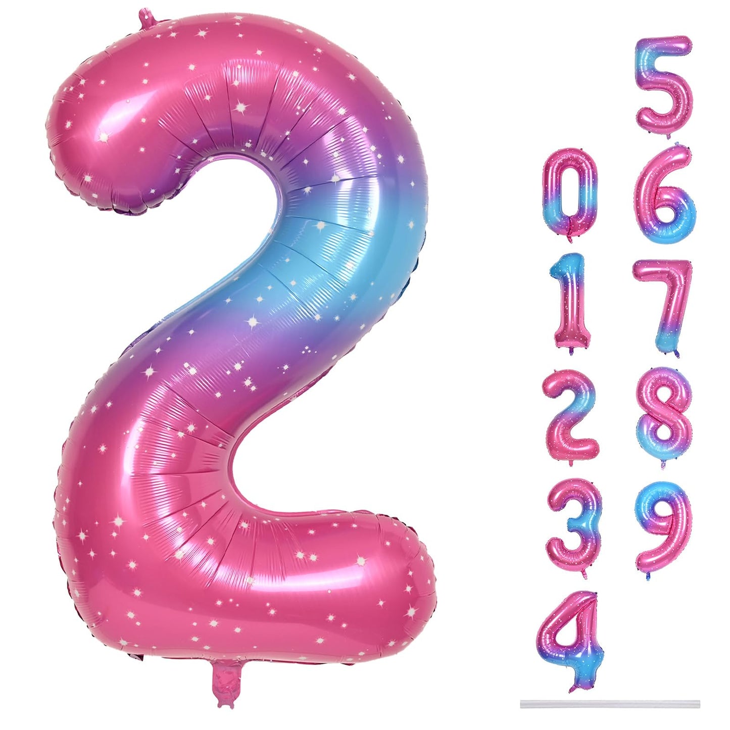 Lingqiang 40in Gradient Rainbow Number 2 Foil Balloon – Giant 2nd Birthday & Anniversary Decor