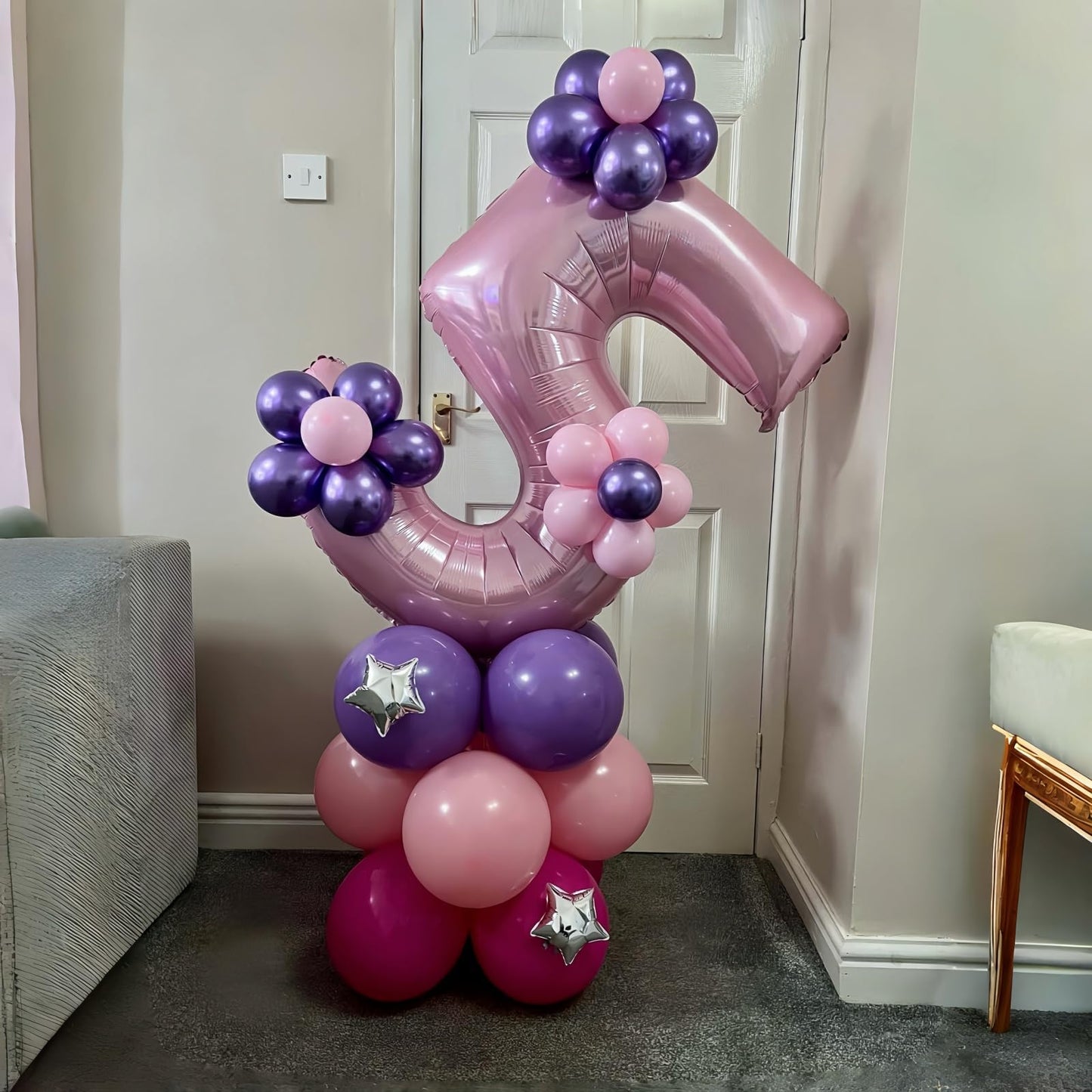 Lingqiang 40-Inch Light Pink Number 5 Foil Balloon – Self-Inflating Giant 5th Birthday Decor