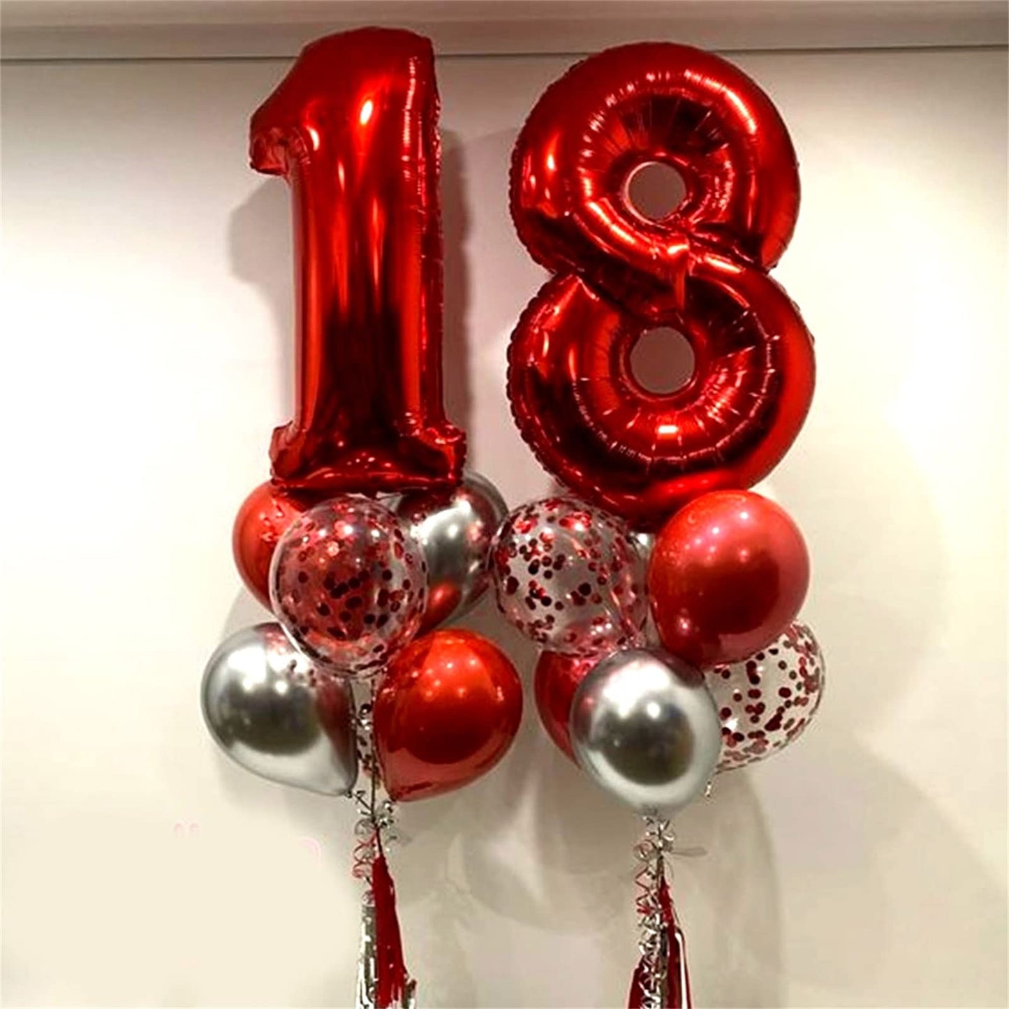 Lingqiang 40 Inch Red Number 17 Foil Balloons Kit – Self-Inflating 1 & 7 for 17th/71st Birthday Parties