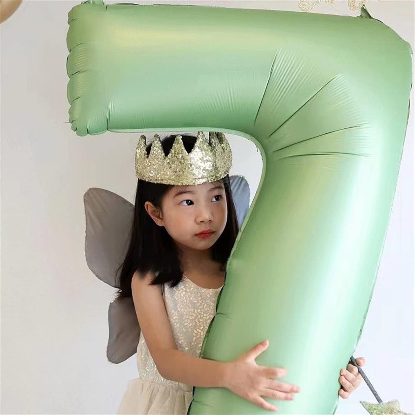 Lingqiang 40-Inch Sage Green Foil Number 4 Balloon – Large Self-Inflating Party Decor