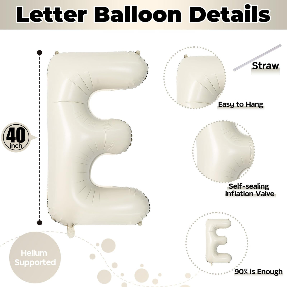 Lingqiang 40-Inch Beige HOME Foil Letter Balloons – Large Ivory White Welcome Banner for Housewarming